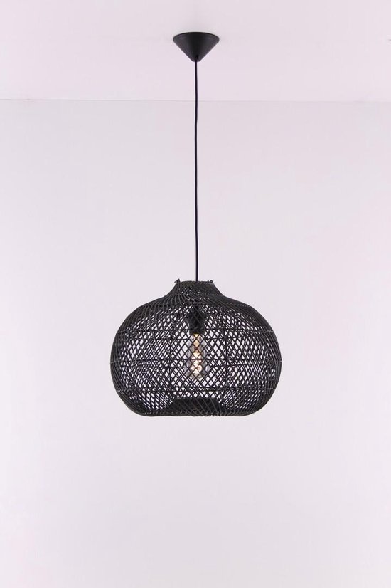 Sfeervolle hanglamp rotan zwart Appel 40cm | bol.com