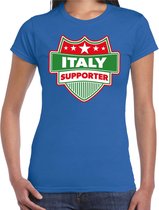 Italy supporter schild t-shirt blauw voor dames - Italie landen t-shirt / kleding - EK / WK / Olympische spelen outfit S