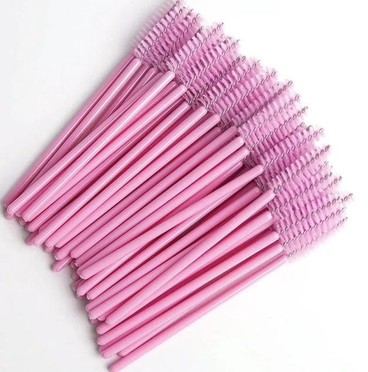 Weg werp wimper & mascara borsteltjes roze 25pcs / Eyelash brush pink