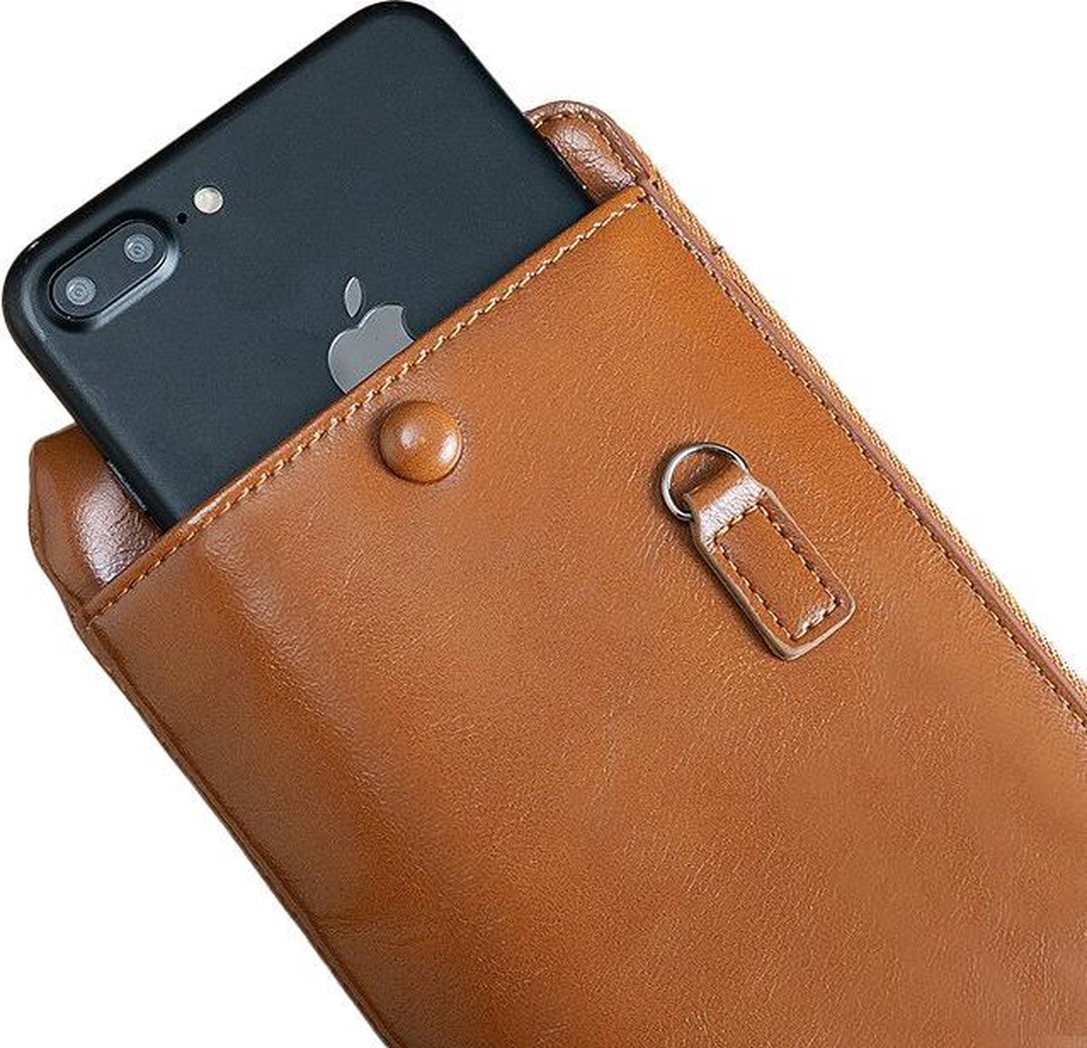 ZILOU® Portemonnee - Telefoonvak - Leer - Bruin