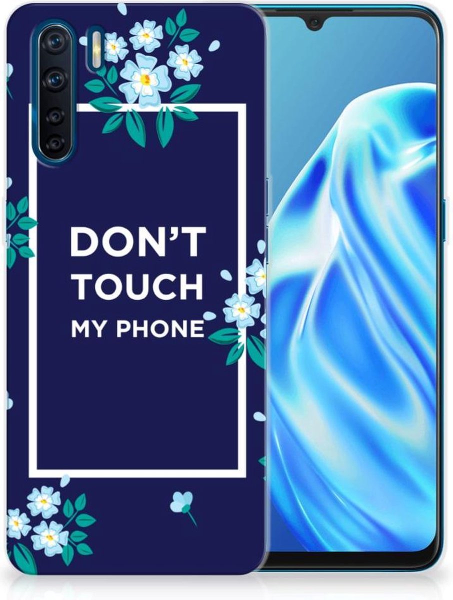 OPPO A91 Silicone-hoesje Flowers Blue DTMP