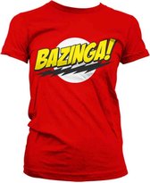 The Big Bang Theory Dames Tshirt -M- Bazinga Super Logo Rood