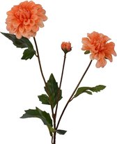 Viv! Home Luxuries Dahlia - zijden bloem - oranje - 56cm - topkwaliteit