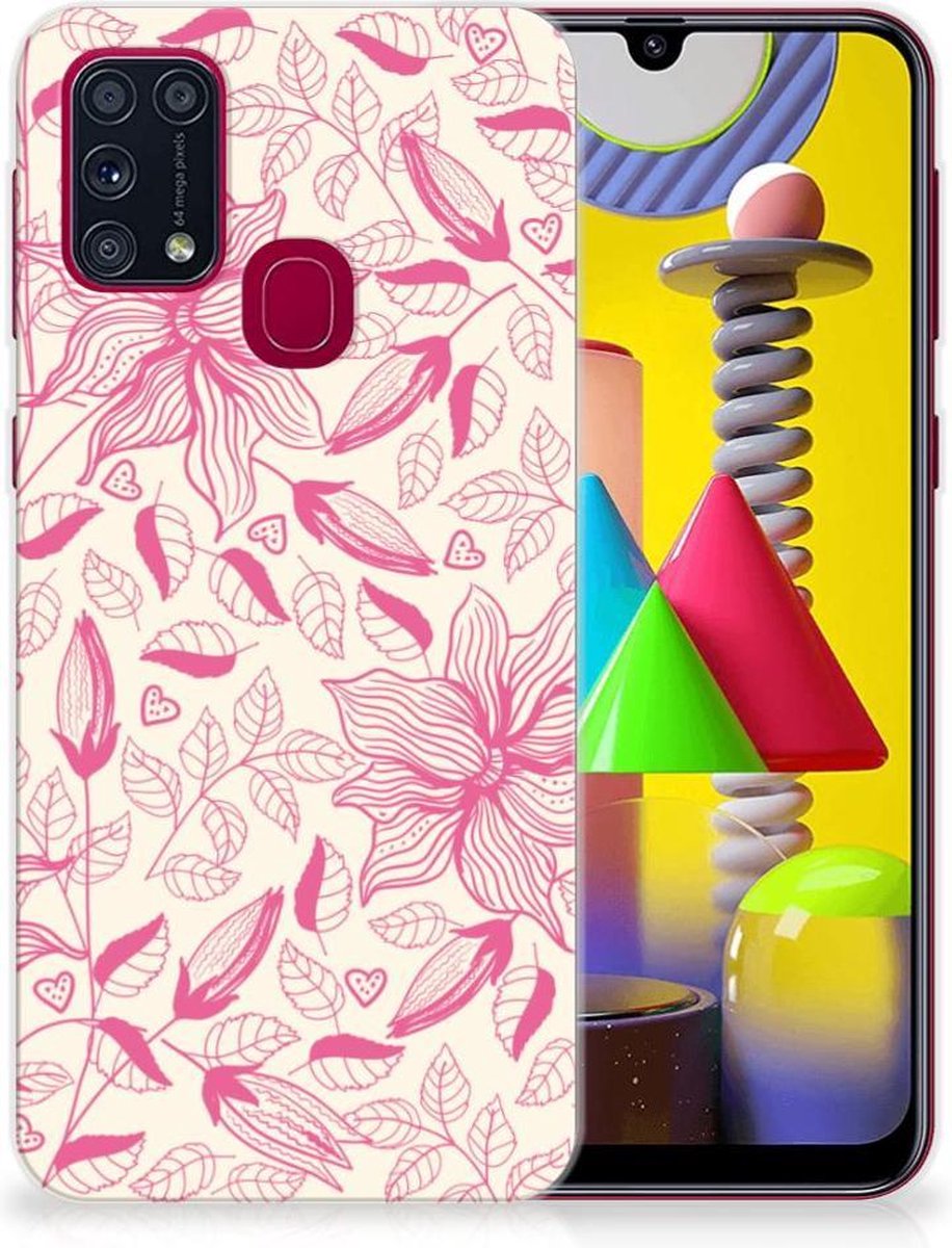 Samsung Galaxy M31 TPU Case Pink Flowers