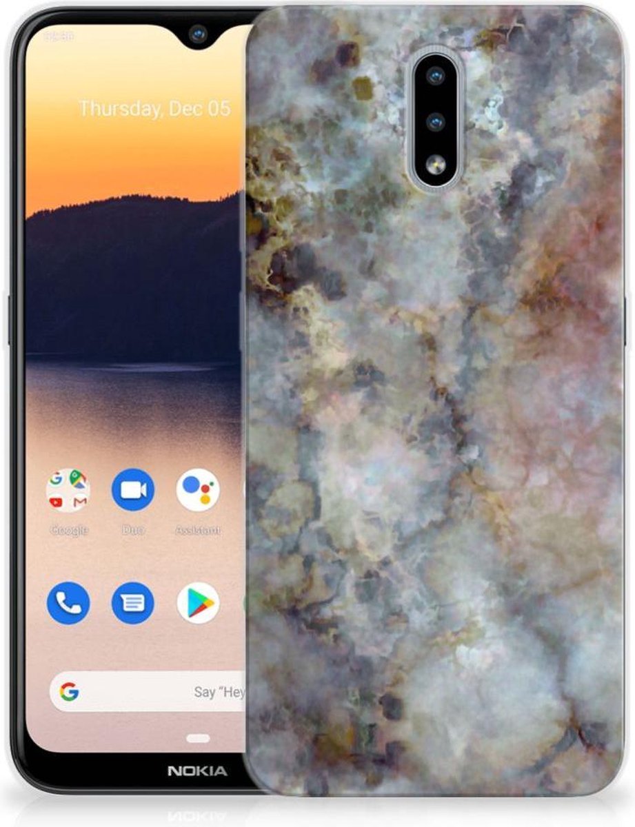 Nokia 2.3 TPU Siliconen Hoesje Marmer Grijs