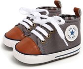 Nieuwe Klassieke Sport Sneakers Pasgeboren Baby Jongens Meisjes Eerste Wandelaars Schoenen 0-6 maanden, Zachte Zool Anti-Slip Baby schoen 2020 ( kleur Grey Brown! )