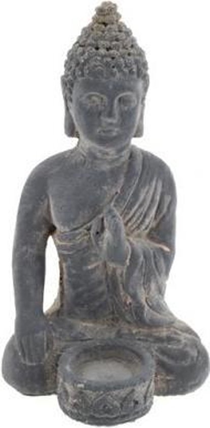 Boeddha zittend waxinelichthouder 28 cm