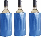 3x Koelelementen hoezen blauw voor wijnflessen 34 x 18 cm - Wijnflessen/drankflessen koelelement - Flessenkoeler - Wijnkoeler