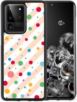 Leuk TPU Back Cover Geschikt voor Samsung Galaxy S20 Ultra Telefoon Hoesje met Zwarte rand Dots