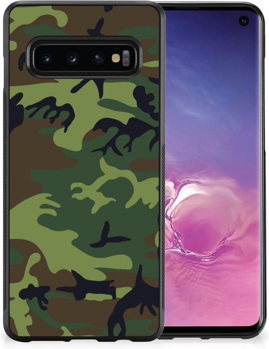 triatlon draadloos Tandheelkundig Smartphonehoesje Samsung Galaxy S10 GSM Hoesje met Zwarte rand Camouflage |  bol.com
