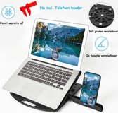 Laptopstandaard met Telefoon houder - Inklapbaar - 360 graden te roteren - Zwart