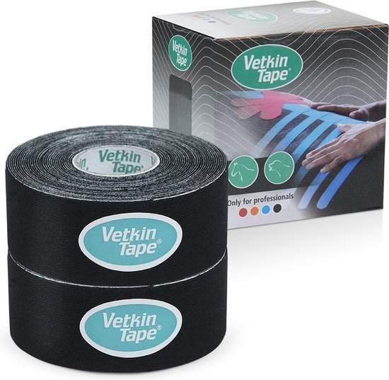 VetkinTape® - Zwart - 2 rollen - Kinesiotape - Voor paarden en andere dieren - 3cm x 5m