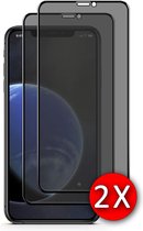 HB Glas Geschikt voor Apple iPhone 11 Pro Max & iPhone XS Max Fullscreen Privacy Screenprotector Gehard Glas - Tempered Glass - Case Friendly - 2 Stuks