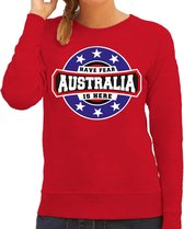 Have fear Australia is here sweater met sterren embleem in de kleuren van de Australische vlag - rood - dames - Australie supporter / Australisch elftal fan trui / EK / WK / kleding L