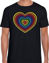 Regenboog hart gay pride / parade zwart t-shirt voor heren - LHBT evenement shirts kleding XL