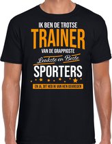 Trotse trainer van de beste sporters cadeau t-shirt zwart voor heren -  kado voor een sport / trainer M