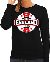 Have fear England is here sweater met sterren embleem in de kleuren van de Engelse vlag - zwart - dames - Engeland supporter / Engels elftal fan trui / EK / WK / kleding 2XL