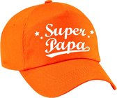 Super papa vaderdag cadeau pet / baseball cap oranje voor heren -  kado voor vaders