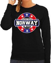 Have fear Norway is here sweater met sterren embleem in de kleuren van de Noorse vlag - zwart - dames - Noorwegen supporter / Noors elftal fan trui / EK / WK / kleding L