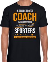 Trotse coach van de beste sporters cadeau t-shirt zwart voor heren -  kado voor een sport / coach M