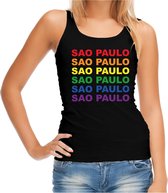 Regenboog Sao Paulo gay pride / parade zwarte tanktop voor dames - LHBT evenement tanktops kleding M