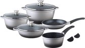 Michelino 10-delige Alguss Serie pannenset - Zilver-Zwart - Inductie