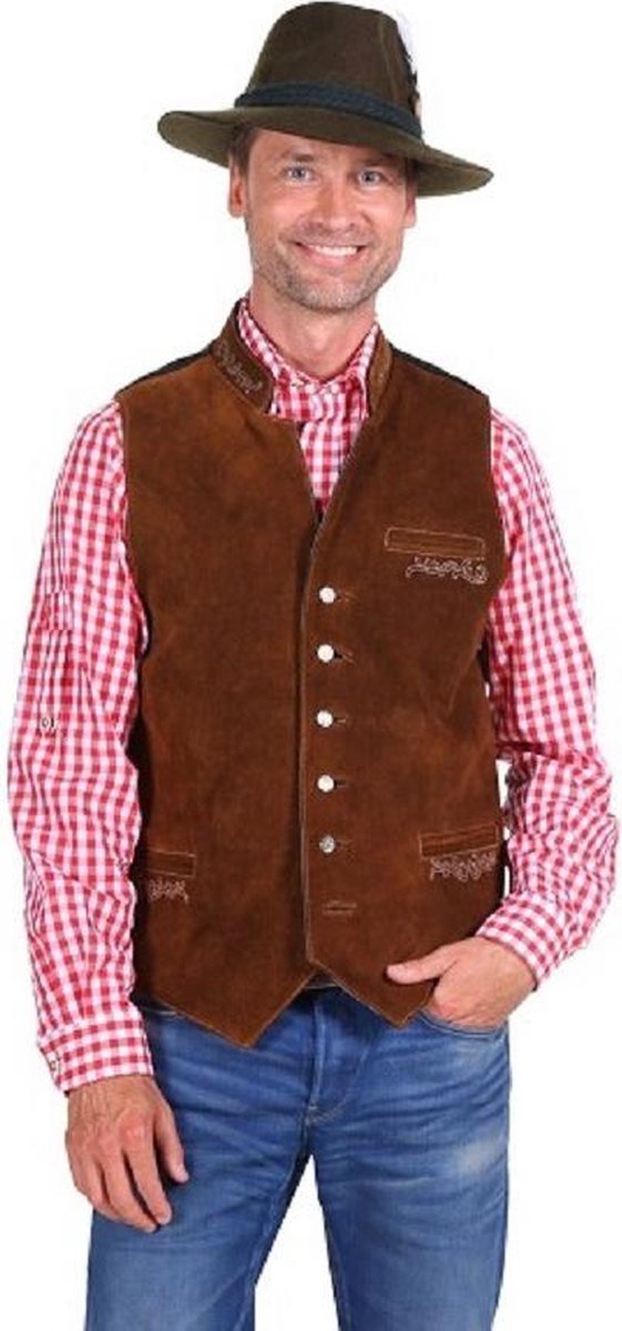 Tiroler Vest - Gilet leder bruin maat 52