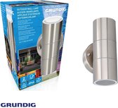 Grundig - Buitenlamp - Outdoor - IP44 - 2 x max 35w - Stainless Steel - Duo - Muurlamp - Zilverkleurig