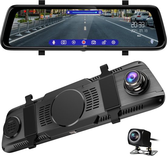levenslang hoofdzakelijk garen Hilvard - 10 inch Full HD spiegelscherm - Achteruitrijcamera auto - Dashcam  voor en... | bol.com