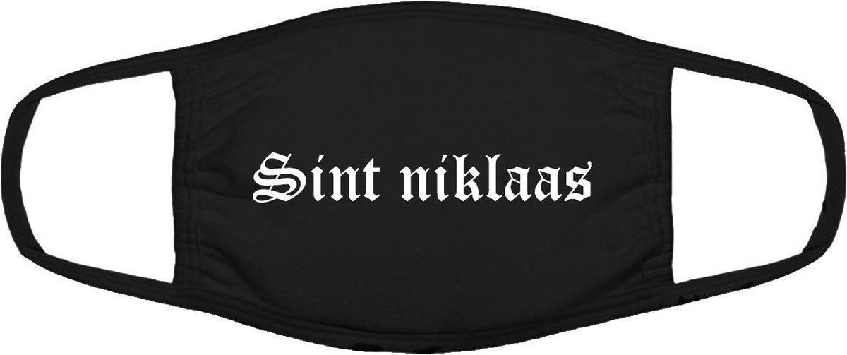 Sint Niklaas mondkapje | gezichtsmasker | bescherming | bedrukt | logo | Zwart mondmasker van katoen, uitwasbaar & herbruikbaar. Geschikt voor OV