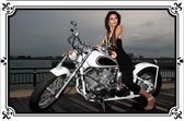 Wandbord - Motor Bike Girl Chique