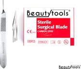 BeautyTools Scalpel Set met Bistouri houder Nr. 3 + Scalpelmesjes Nr. 11 (100 Stuks) - Pedicure Mesjes voor Likdoorns en Eeltpitten - Steriel Verpakt (BP-0652)