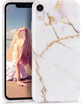 Apple iPhone XR Backcover - Wit / Goud - Marmer - Soft TPU Hoesje