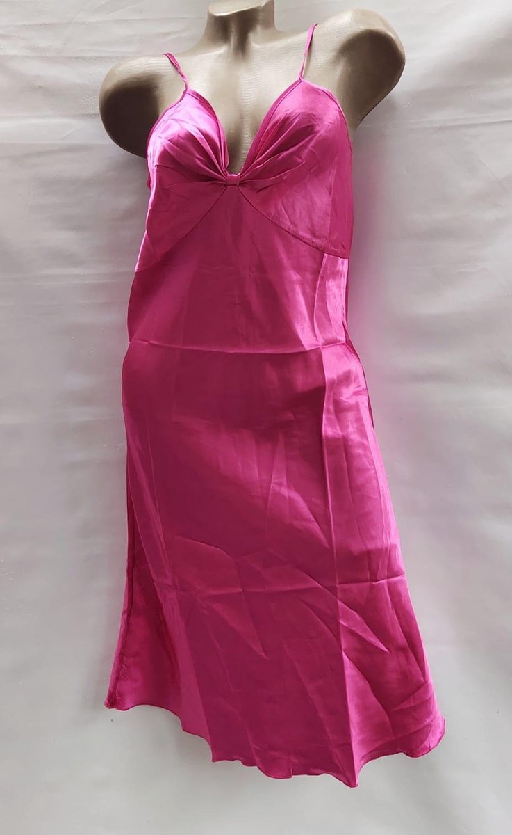 Chemise de nuit femme satin à fines bretelles M 36-38 rose | bol.com