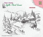 IFS026 Clear Stamps Idyllic Floral Scenes Nellie Snellen Idyllic wintery scene - stempel landschap dorp kerstdorp sneeuw