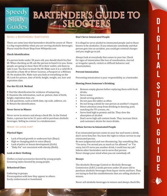 Bartender's Guide To Shooters (Speedy Study Guides) - cover