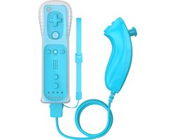 Thredo Remote Controller + Nunchuk voor Nintendo Wii / Wii U (Motion Plus) - Licht Blauw