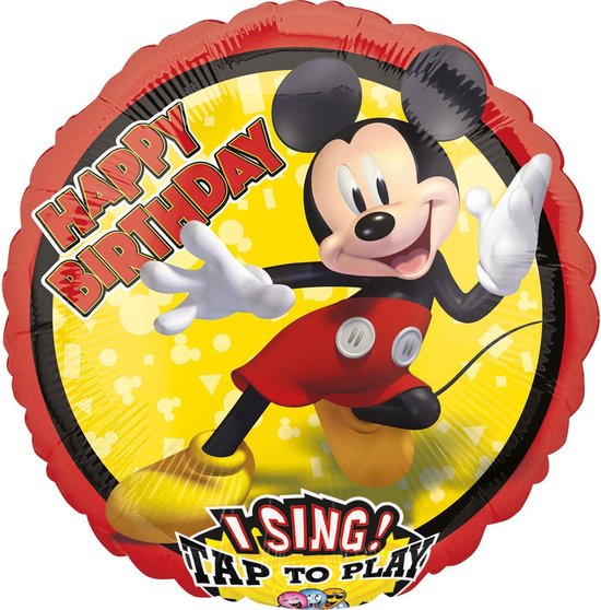 Mickey Mouse Helium Ballon Happy Birthday met Geluid 71cm leeg