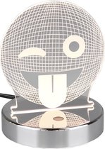 LED Tafellamp - Tafelverlichting - Trion Smilo - 3W - Warm Wit 3000K - RGBW - Rond - Mat Chroom - Aluminium