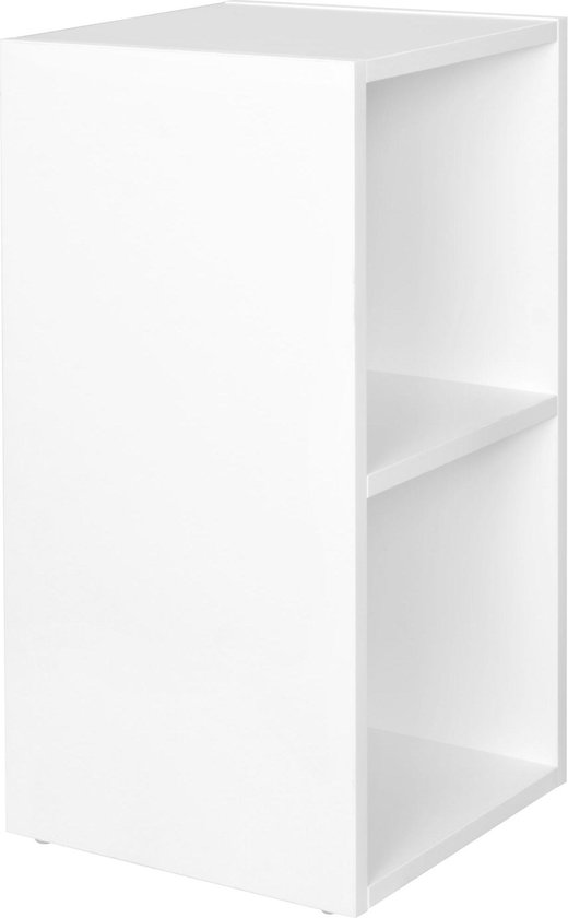 Opbergkast - Vakkenkast - 2 compartimenten - Hout - Wit/zwart - 30x30x60 cm