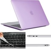 Let op type!! ENKAY Hat-Prins 3 in 1 laptop Crystal matte beschermende case + EU versie ultradunne TPU toetsenbord beschermer + stof plug set voor MacBook Air 13 3 inch A1932 (2018) (paars)