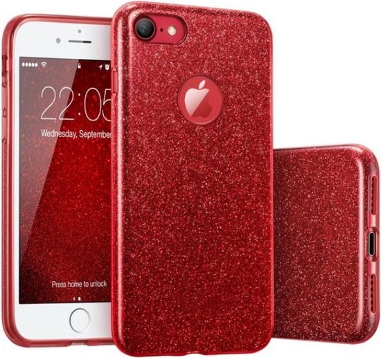 Coque arrière Apple iPhone 8 | Rouge | Boîtier en TPU | Paillettes | bol.com