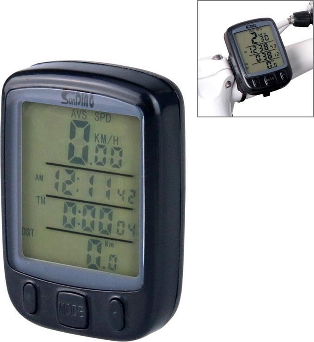 Bol.com Fietscomputer draadloos - Kilometerteller - SUNDING 563A waterdicht bedraad LCD-scherm lichtgevende kilometerstand snelh... aanbieding