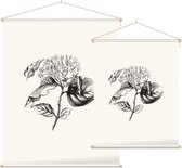 Kornoelje zwart-wit plus (Dogwood) - Foto op Textielposter - 60 x 80 cm