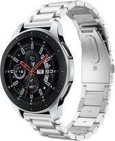 Smartwatch bandje - Geschikt voor Samsung Galaxy Watch 3 45mm, Gear S3, Huawei Watch GT 2 46mm, Garmin Vivoactive 4, 22mm horlogebandje - RVS metaal - Fungus - Schakel - Zilver