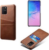 Back Cover met Opbergvakjes + PMMA Screenprotector voor Galaxy S10 Lite _Donkerbruin