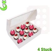 Taartdozen Cupcake Doos 12 cupcakes | Diamond Bakery | pk/4 | Wit - Bakkerij Dozen - taartdoos -  cakedoos