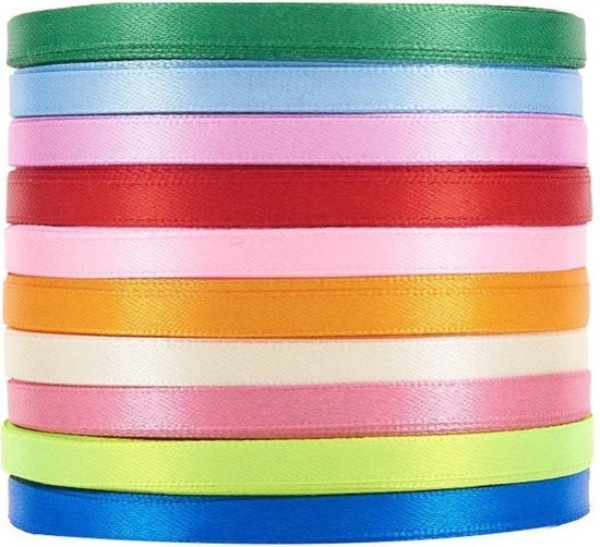 10 mm saliegroen lint voor geschenkverpakking, 22 m satijnen lint van stof, strik voor ballonnen, knutselen, bruiloft, auto, geschenken, taart