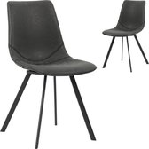 Set van 2 design stoelen 84 cm PU en metaal  zwart