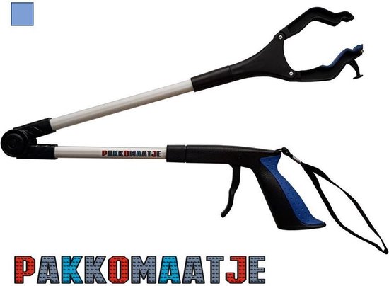 Foto: Pakkomaatje grijper blauw grijpstok opvouwbaar grijper voor ouderen grijper helping hand afvalgrijper grijphulp grijparm 83 cm van aluminium met haak magneet polsband en speciaal gevormde grijpmond 